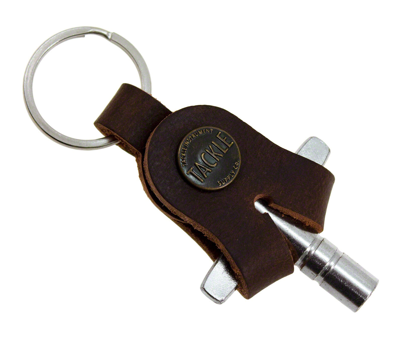 TACKLE INSTRUMENTS LEATHER DRUM KEY - MAHOGANY