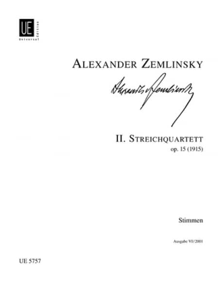 UNIVERSAL EDITION ZEMLINSKY A. - STRING QUARTET II PARTS OP.15 - STRING QUARTET