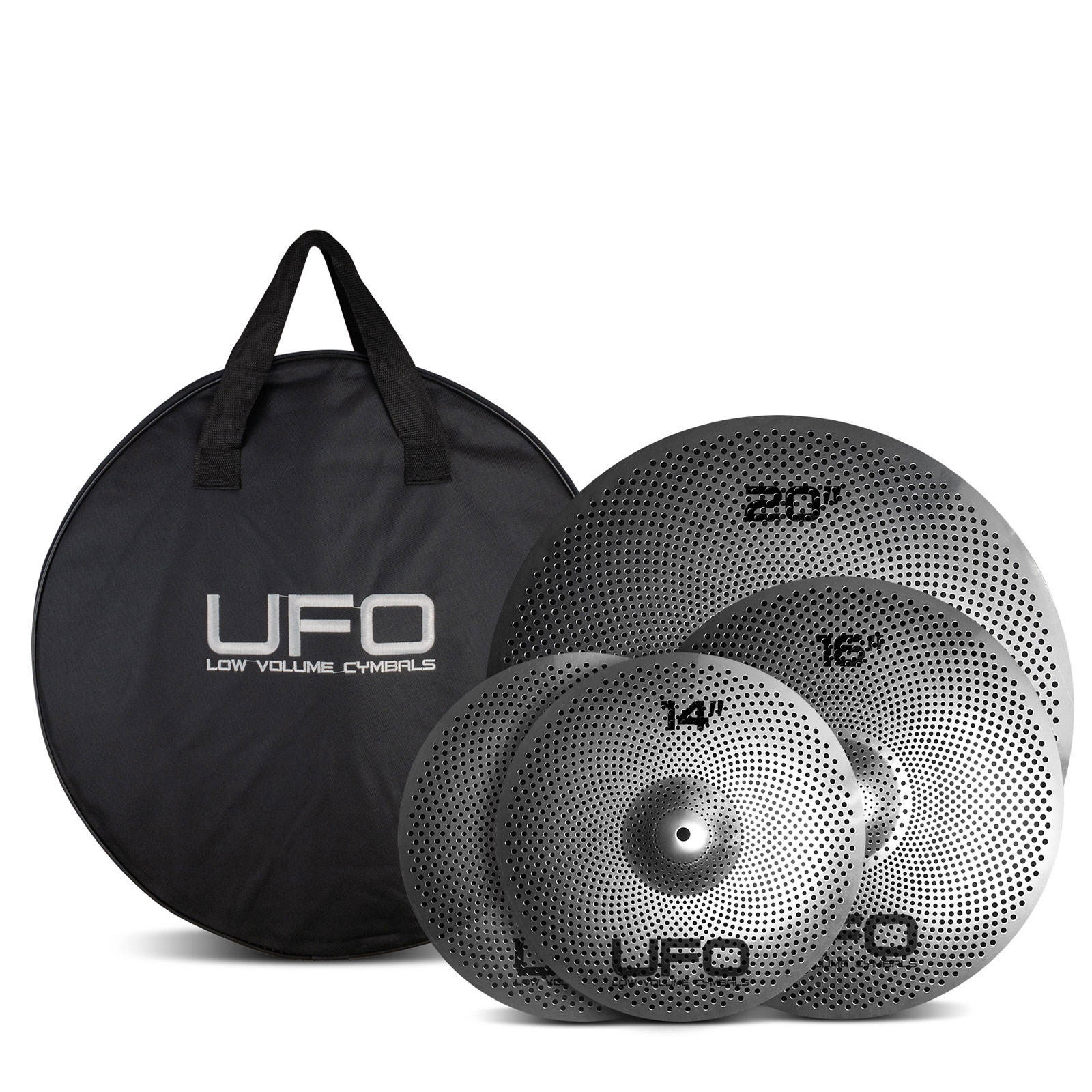 UFO CYMBALS SET 3 CYMBALES LOW VOLUME - 14 16 20 + BAG