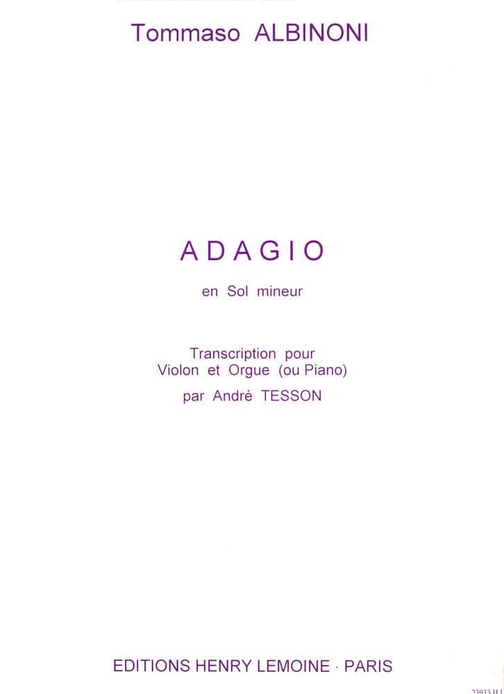 LEMOINE ALBINONI TOMASO - ADAGIO - VIOLON, PIANO