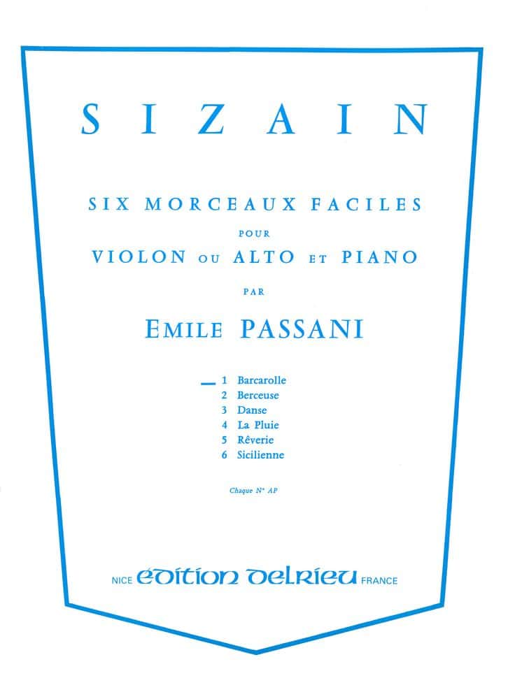 EDITION DELRIEU PASSANI EMILE - SIZAIN 1 : BARCAROLLE - VIOLON