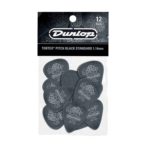JIM DUNLOP ADU 488P114 - TORTEX PITCH BLACK PLAYERS PACK - 1,14 MM (BY 12)