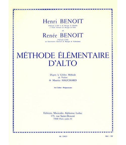 LEDUC BENOIT HENRI & RENEE - METHODE ELEMENTAIRE D'ALTO VOL.1 