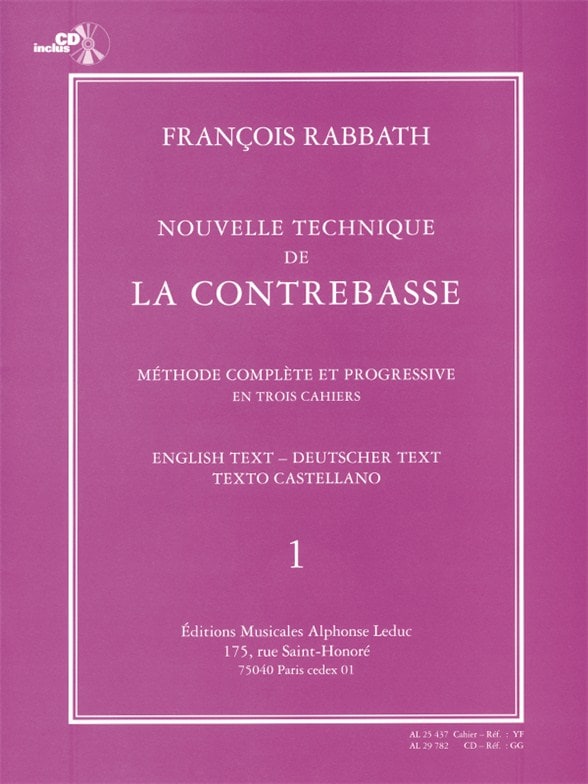 LEDUC RABBATH FRANCOIS - NOUVELLE TECHNIQUE DE LA CONTREBASSE VOL.1 + CD