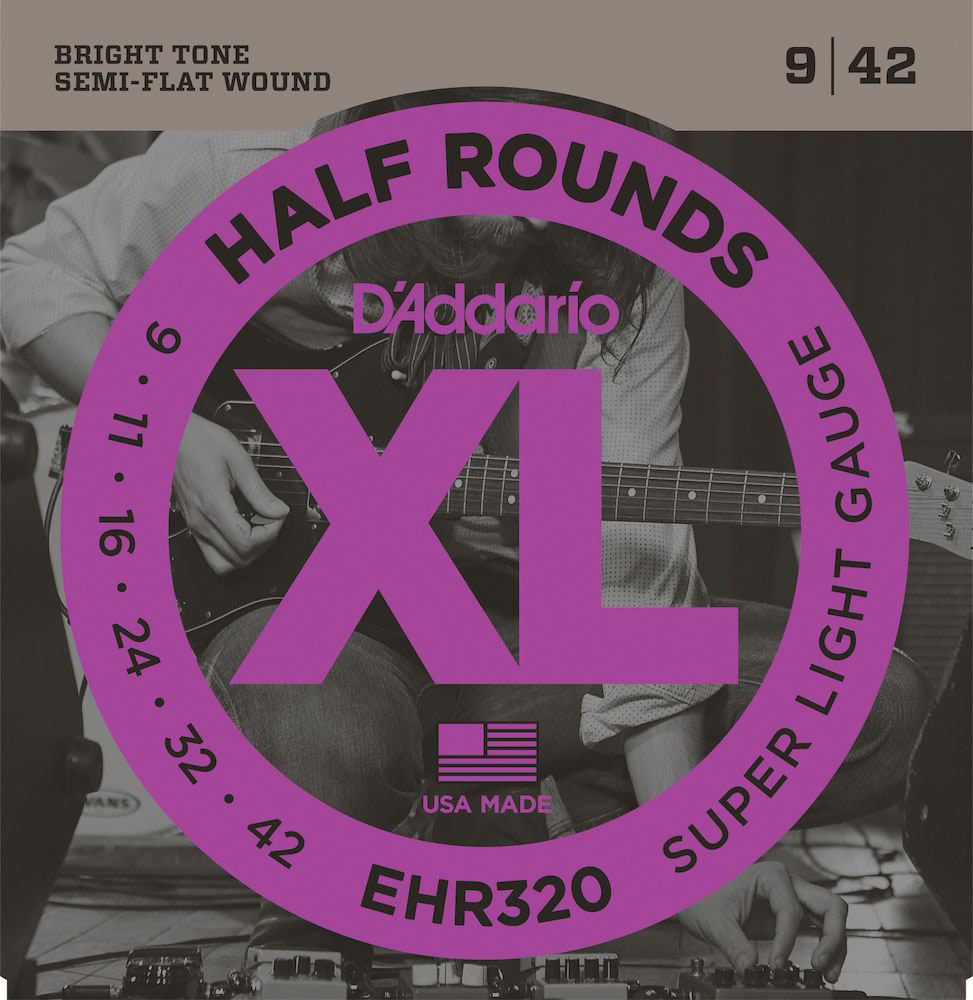 D'ADDARIO AND CO EHR320 HALF ROUND ELECTRIC GUITAR STRINGS SUPER LIGHT 9-42