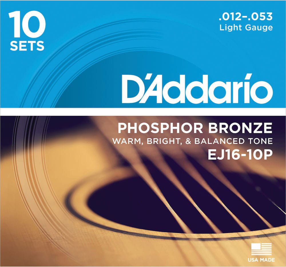 D'ADDARIO AND CO EJ16-10P TEN PACK 12-53 LIGHT PHOSPHORE BRONZE