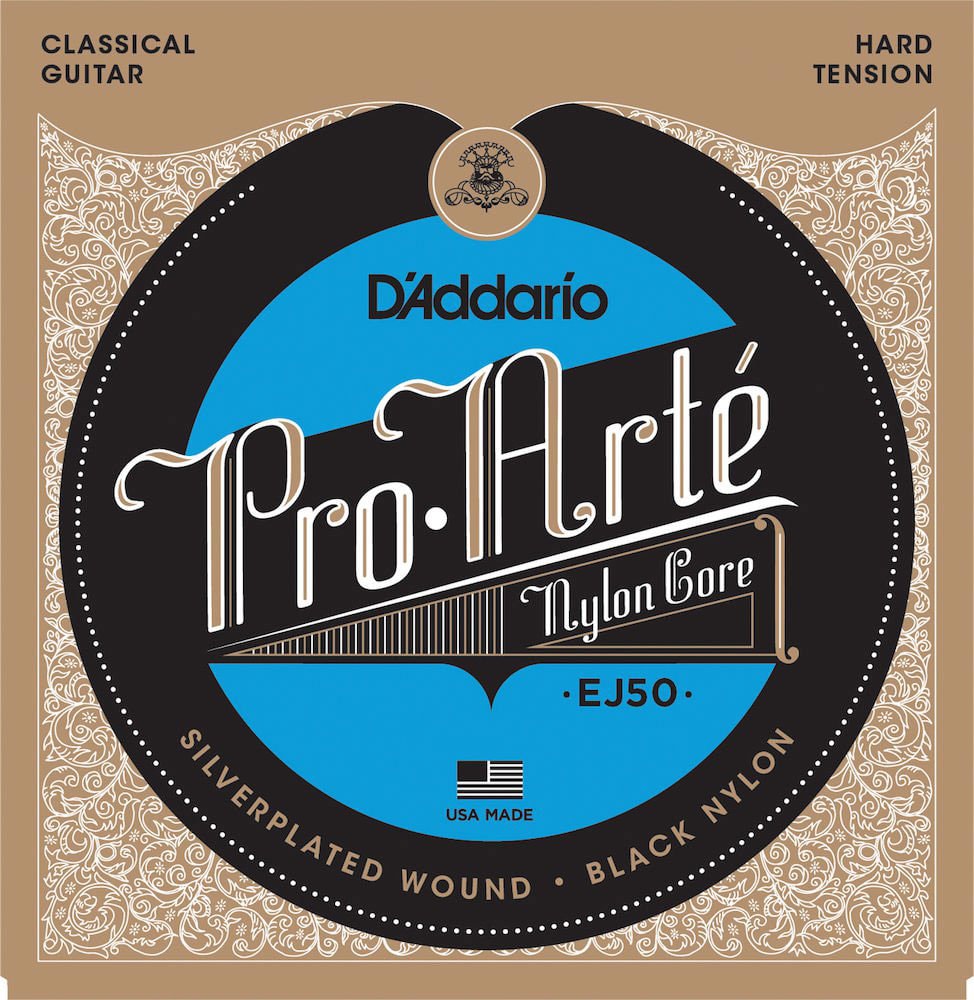 D'ADDARIO AND CO EJ50 PRO-ARTE BLACK NYLON CLASSICAL GUITAR STRINGS HARD TENSION