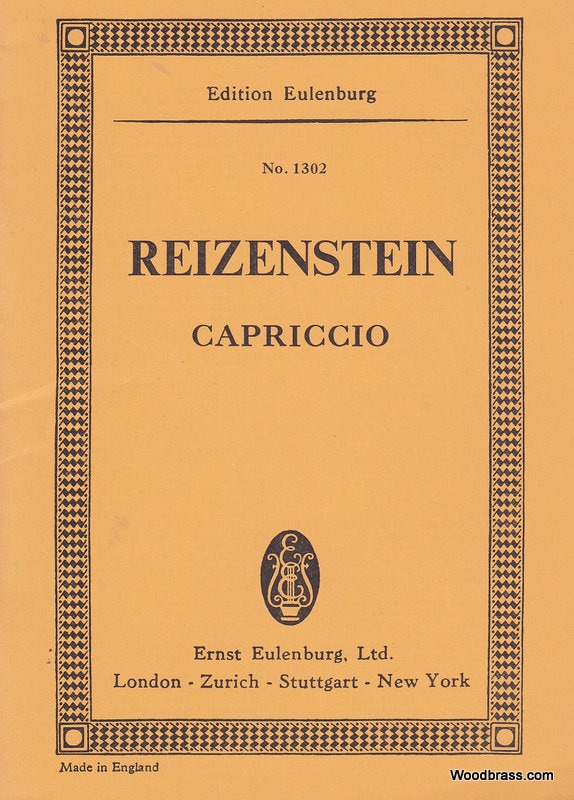 EULENBURG REIZENSTEIN F. - CAPRICCIO FOR SMALL ORCHESTRA - SCORE