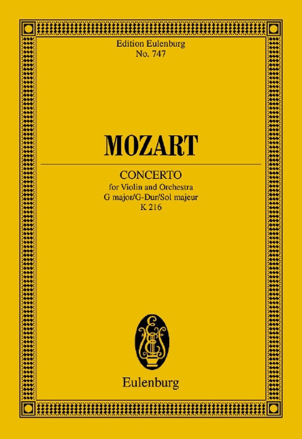 EULENBURG MOZART W.A. - CONCERTO G MAJOR KV 216 - VIOLIN AND ORCHESTRA