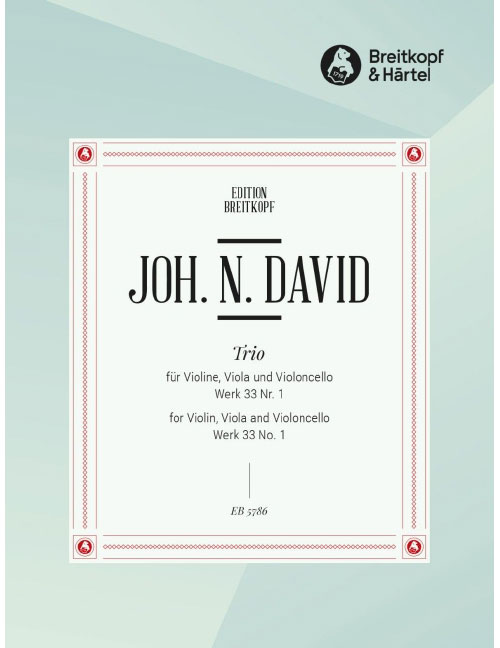 EDITION BREITKOPF DAVID JOHANN NEPOMUK - STREICHTRIO NR. 1 WK 33/1 - VIOLIN, VIOLA, CELLO