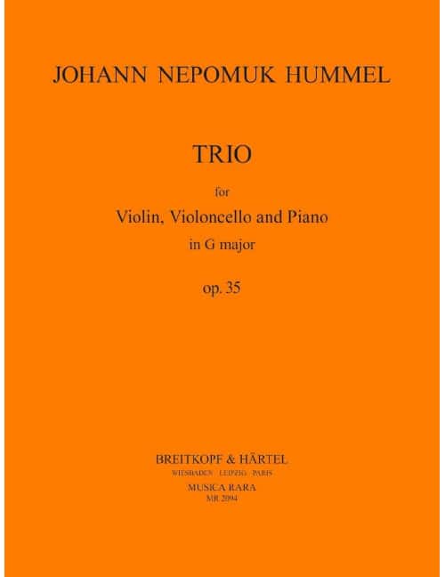 EDITION BREITKOPF HUMMEL JOHANN NEPOMUK - KLAVIERTRIO G-DUR OP. 35 - VIOLIN, CELLO, PIANO