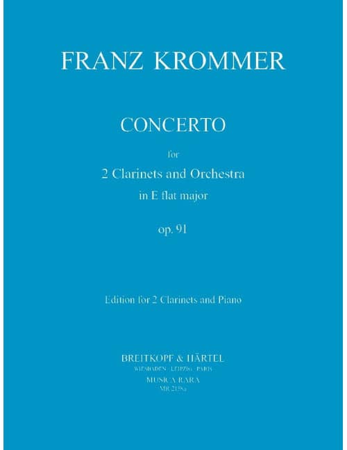 EDITION BREITKOPF KROMMER FRANZ - CONCERTO IN ES OP. 91 - 2 CLARINET, PIANO