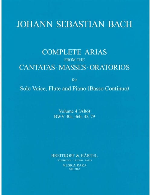 EDITION BREITKOPF BACH JOHANN SEBASTIAN - SAMTLICHE ARIEN BD. 4 - ALTO VOICE, FLUTE, BASSO CONTINUO