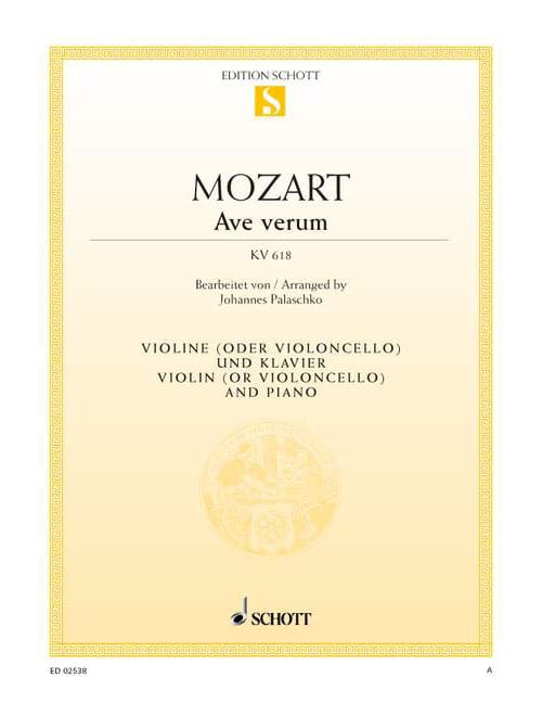 SCHOTT MOZART W.A. - AVE VERUM KV 618 - VIOLIN AND PIANO