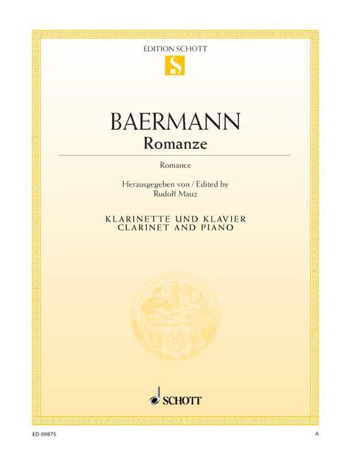 SCHOTT BAERMANN CARL - ROMANCE - CLARINET AND PIANO