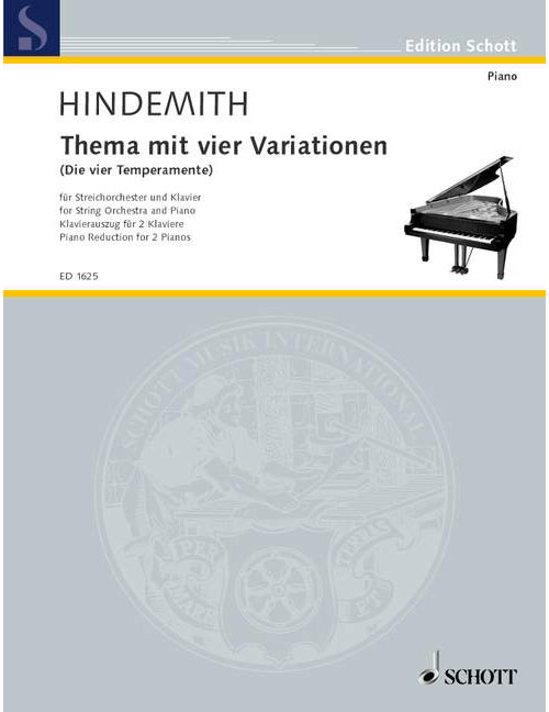 SCHOTT HINDEMITH PAUL - THEME WITH FOUR VARIATIONS - STRING ORCHESTRA AND PIANO