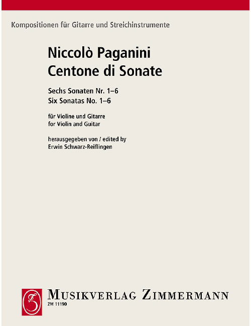 ZIMMERMANN PAGANINI NICCOLO - CENTONE DI SONATE N° 1-6 - VIOLON & GUITARE