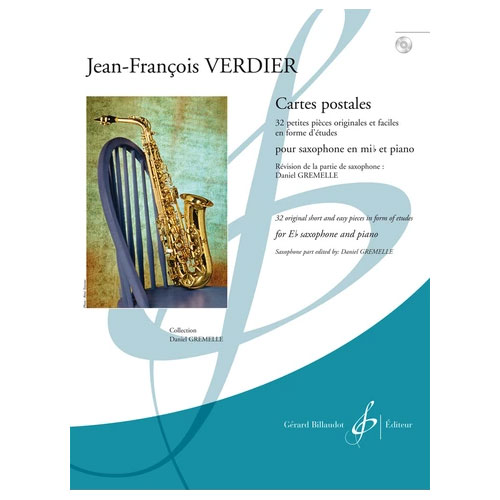 BILLAUDOT VERDIER JEAN-FRANCOIS - CARTES POSTALES + CD - SAXOPHONE EN MI B ET PIANO