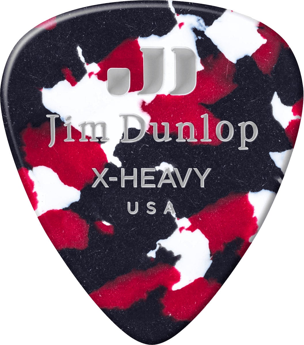 JIM DUNLOP GENUINE CELLULOID CLASSIC, PLAYER'S PACK OF 12, CONFETTI, EXTRA HEAVY