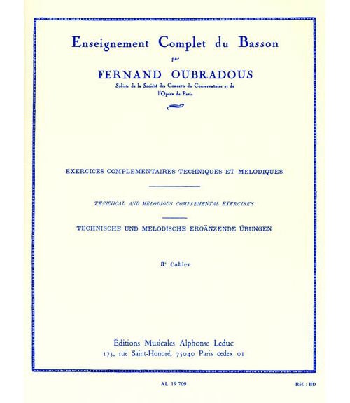 LEDUC OUBRADOUS - ENSEIGNEMENT COMPLET DU BASSON VOL.3 