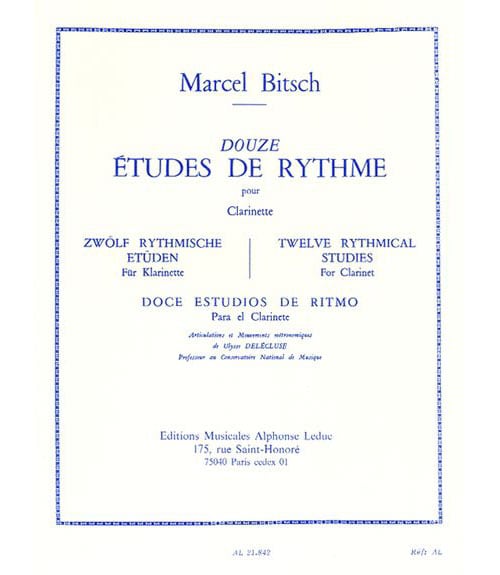 LEDUC BITSCH M. - 12 ETUDES DE RYTHME - CLARINETTE