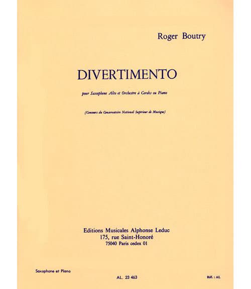 LEDUC BOUTRY ROGER - DIVERTIMENTO - SAXOPHONE & PIANO