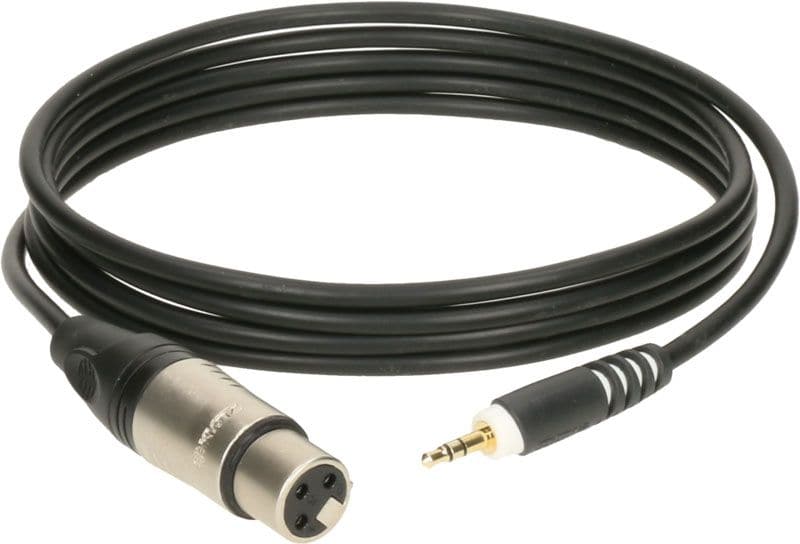 KLOTZ CONNECTION-CABLE BLACK 1,5M,XLR 3 FEMALE - MINI JACK 3P, GOLD CONTACT