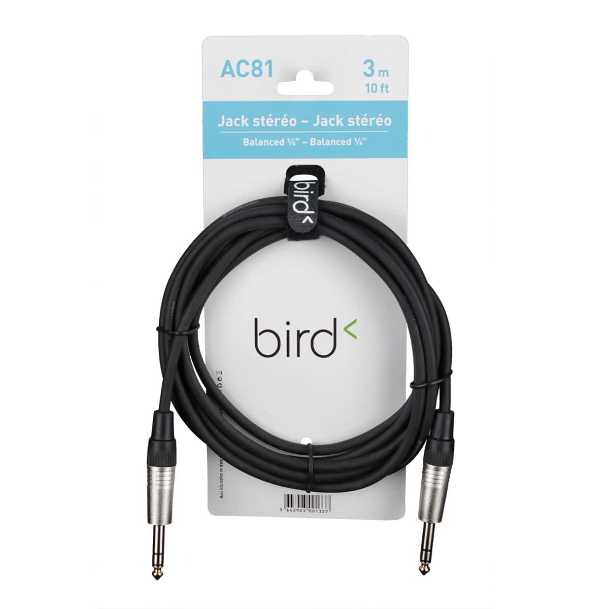 BIRD AC81 - BALANCED 1/4 PHONE / BALANCED 1/4 PHONE - 10FT