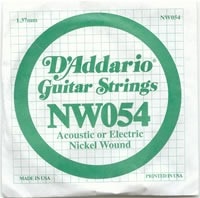 D'ADDARIO AND CO NW054 NICKEL WOUND ELECTRIC GUITAR SINGLE STRING .054