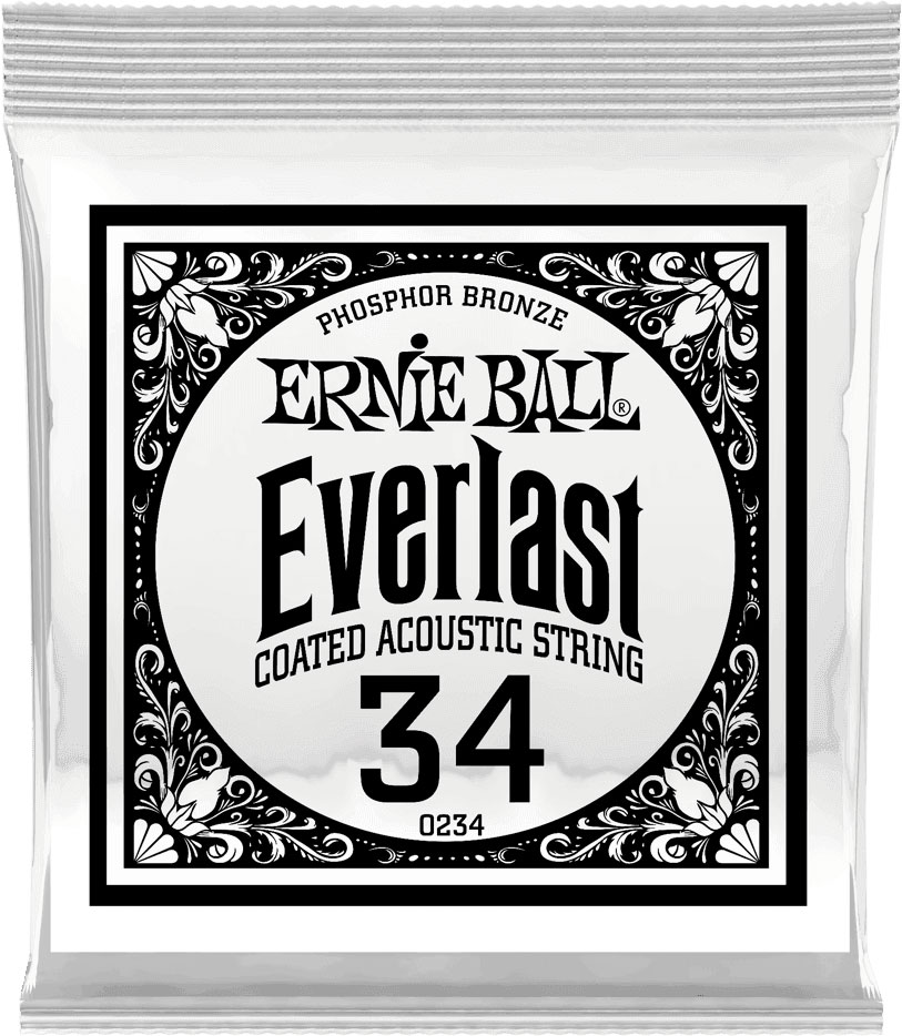 ERNIE BALL .034 EVERLAST COATED PHOSPHOR BRONZE ACOUSTIC GUITAR STRINGS