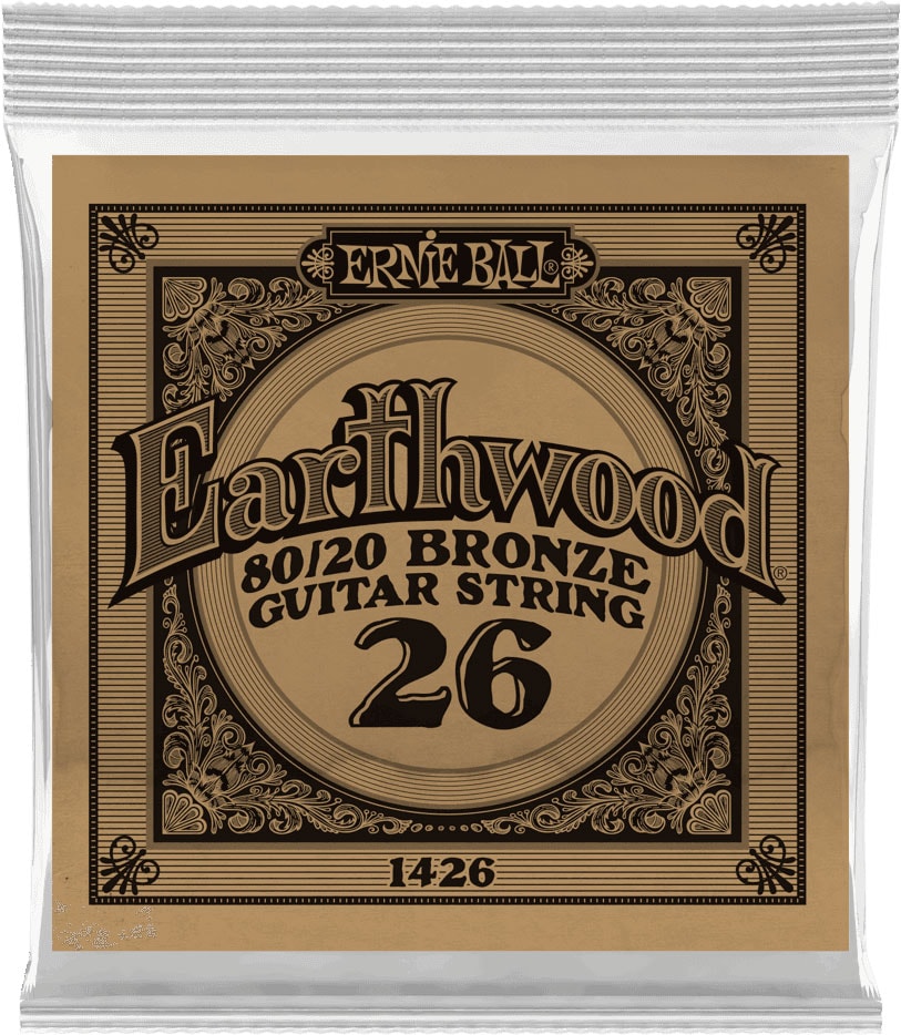 ERNIE BALL .026 EARTHWOOD 80/20 BRONZE ACOUSTIC GUITAR STRINGS