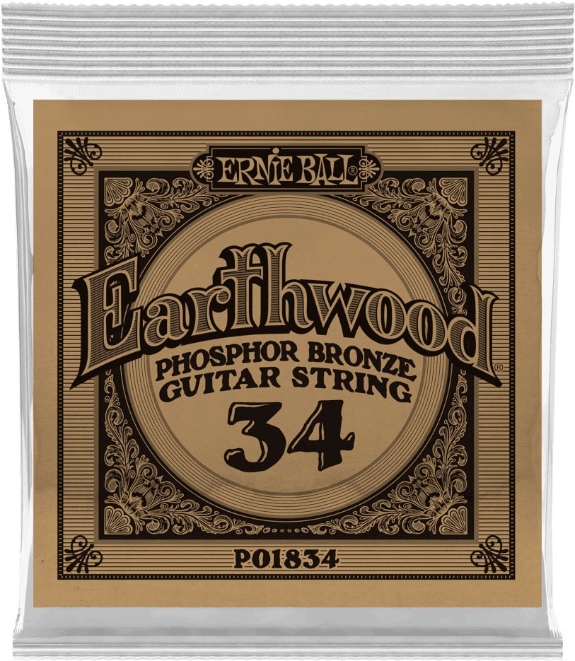 ERNIE BALL .034 EARTHWOOD PHOSPHOR BRONZE ACOUSTIC GUITAR STRINGS