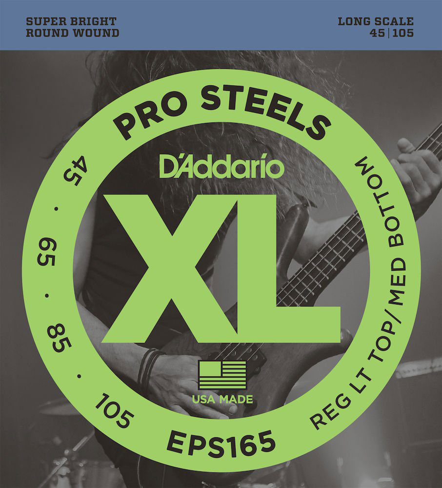 D'ADDARIO AND CO EPS165 PRO STEELS LONG SCALE REG LT TOP/MED BOTTOM 45-105