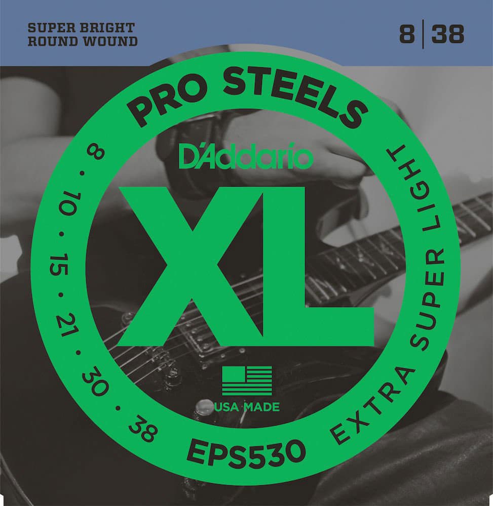 D'ADDARIO AND CO EPS530 PROSTEELS ELECTRIC GUITAR STRINGS EXTRA-SUPER LIGHT 8-38