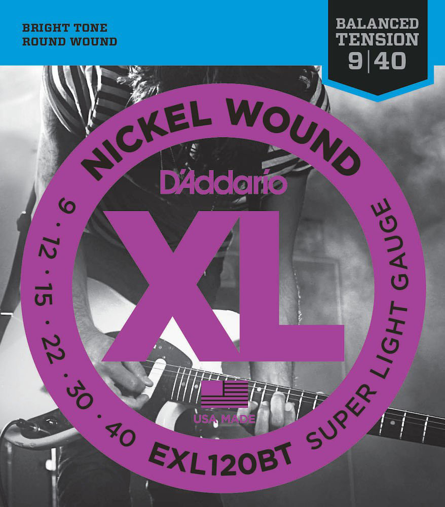 D'ADDARIO AND CO NICKEL STRINGS FOR ELECTRIC GUITAR EXL120BT BALANCED SUPER LIGHT 9-40