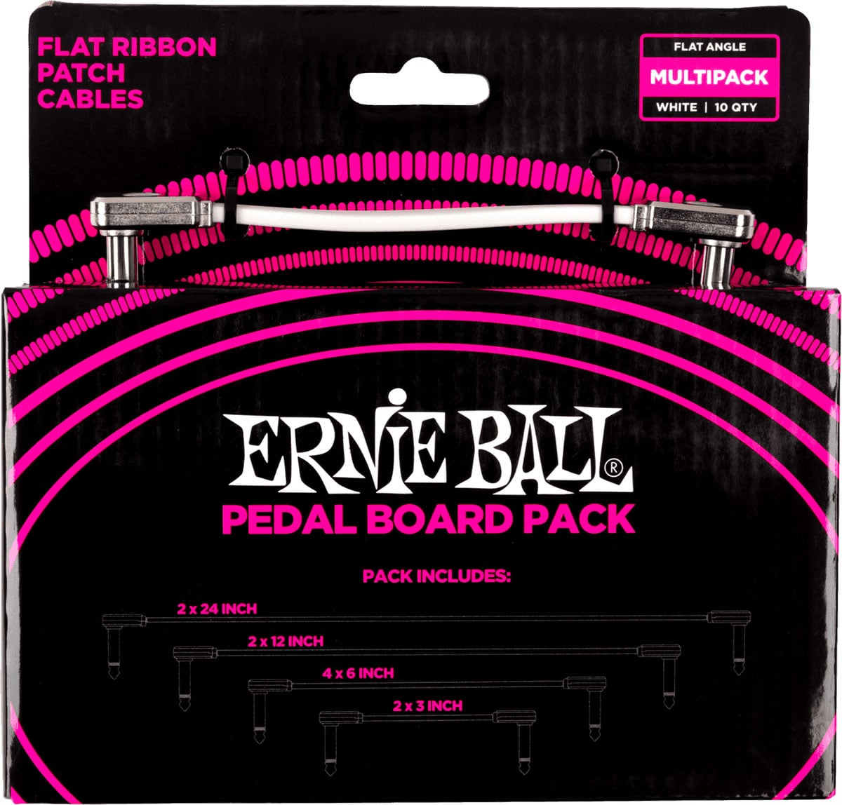 ERNIE BALL INSTRUMENT PATCH CABLES MULTIPACK - FLAT FINE BEND - WHITE