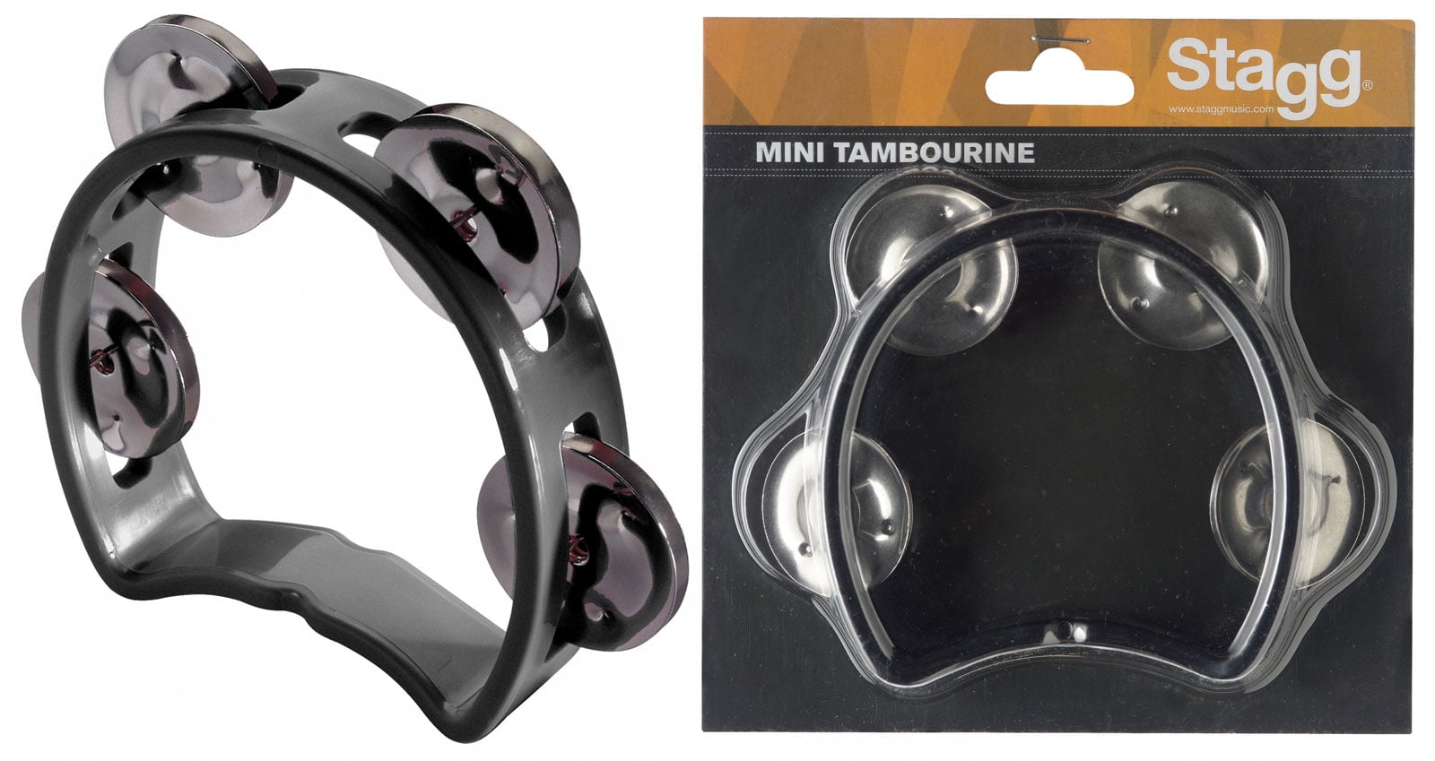 STAGG CUTAWAY TAMBOURINE 4 JINGLES BLACK