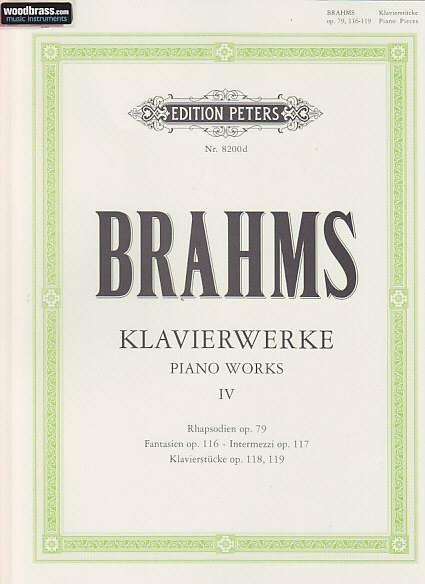 EDITION PETERS BRAHMS J. - KLAVIERWERKE VOL 4 (OP. 79 / 116 - 119) 