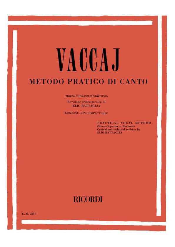 RICORDI VACCAJ METODO PRATICO DI CANTO (MS OU B) AVEC CD