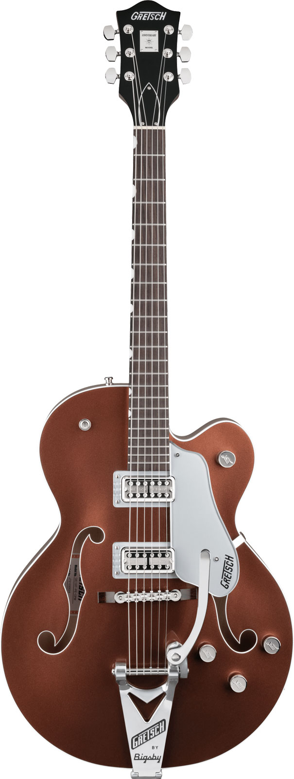 GRETSCH GUITARS G6118T PLAYERS EDITION ANNIVERSARY HOLLOW BODY WITH STRING-THRU BIGSBY RW, TWO-TONE COPPER METALLIC-