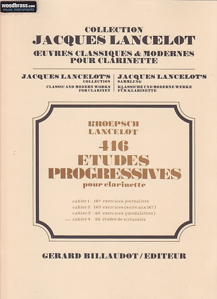 BILLAUDOT KROEPSCH FRITZ - 416 ETUDES PROGRESSIVES CAHIER 4 - CLARINETTE