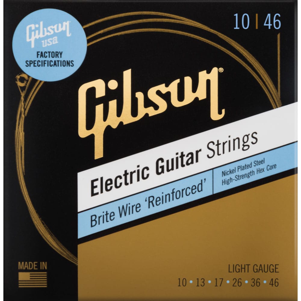 GIBSON ACCESSORIES FACTORY SPEC STRINGS BRITE WIRE 'REINFORCED' ELECTRIC GUITAR LIGHT
