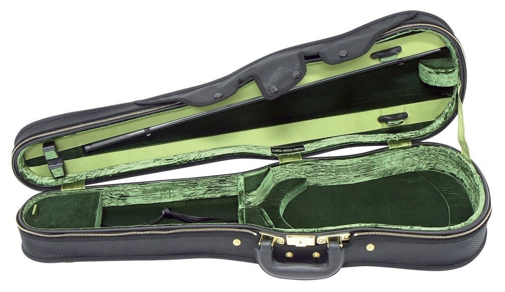 JAEGER PRESTIGE 4/4 VIOLIN-SHAPED CASES, BLACK EXTERIOR, CARBON EFFECT