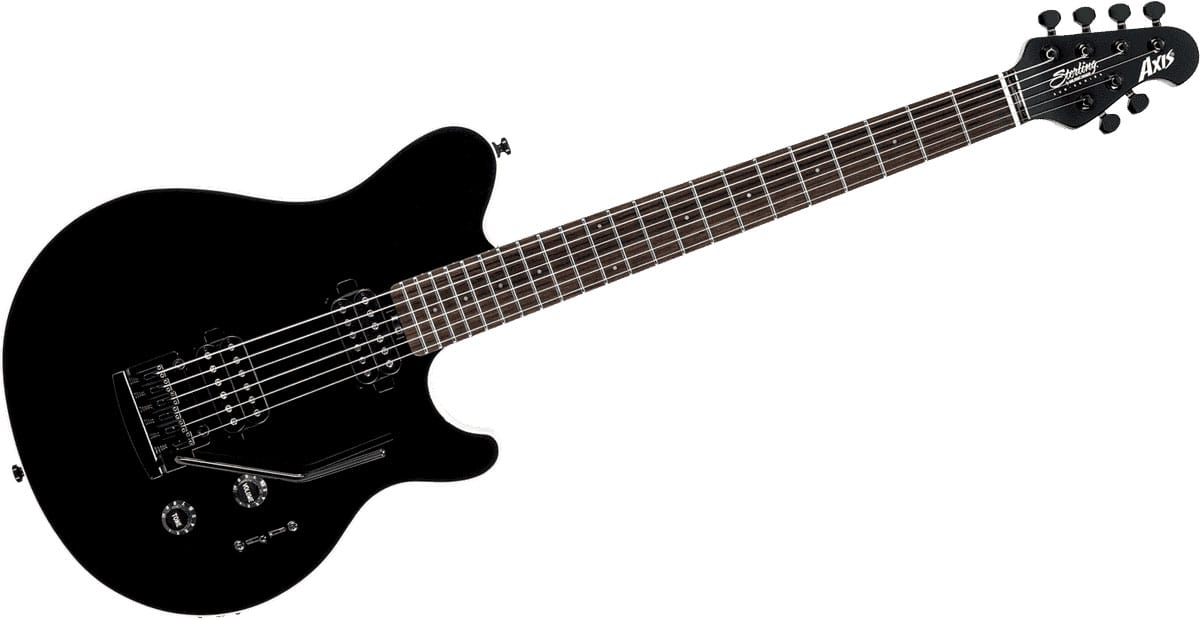 STERLING GUITARS AXIS IN BLACK WITH WHITE BODY BINDING