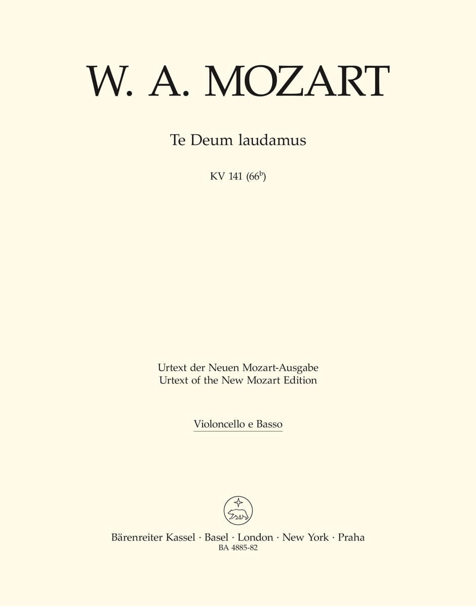 BARENREITER MOZART W.A. TE DEUM LAUDAMUS KV 141 (66B)