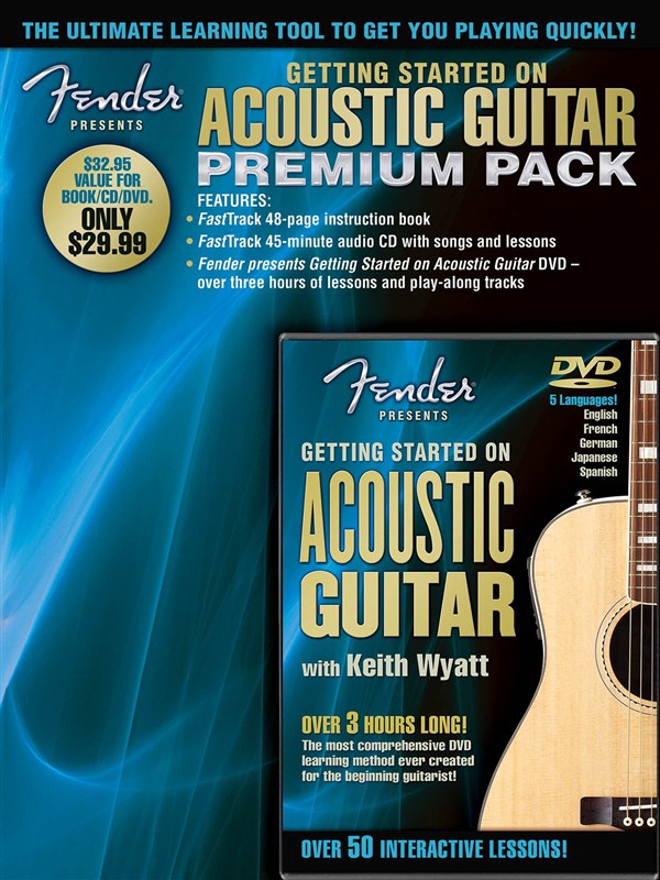 HAL LEONARD FENDER PRESENTS GETTING STARTED ON ACOUSTIC GUITAR A+ CD/DVD - ACOUSTIC GUITAR