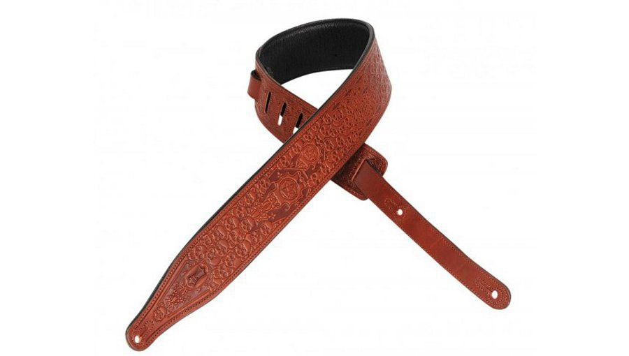 LEVY'S 6.4 CM DEEP LEATHER WITH WALNUT SKULL MOTIF