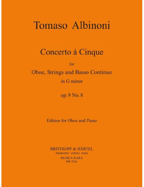 EDITION BREITKOPF ALBINONI T. - CONCERTO A 5 IN G OP. 9/8