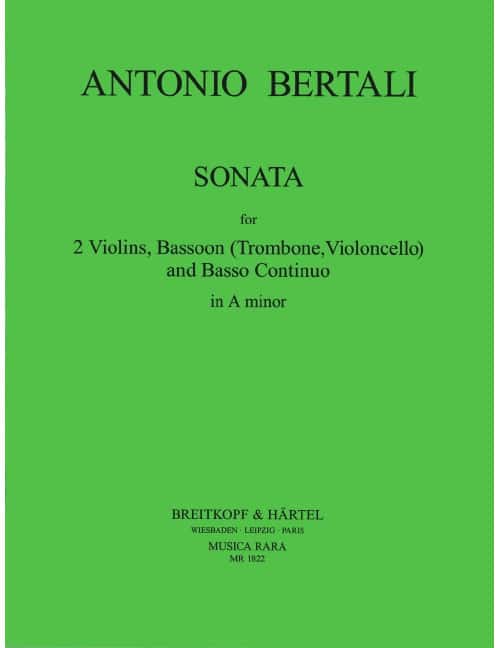 EDITION BREITKOPF BERTALI ANTONIO - SONATA A 3 IN A NR. 3 - 2 VIOLIN, BASSOON, BASSO CONTINUO