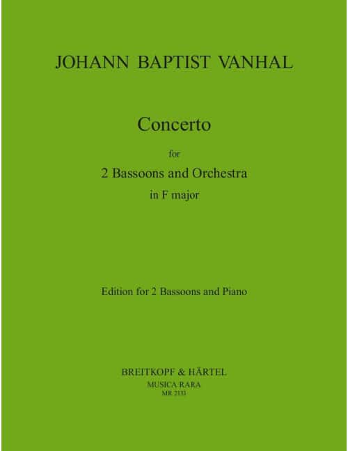 EDITION BREITKOPF VANHAL JOHANN BAPTIST - CONCERTO IN F - 2 BASSOON, PIANO